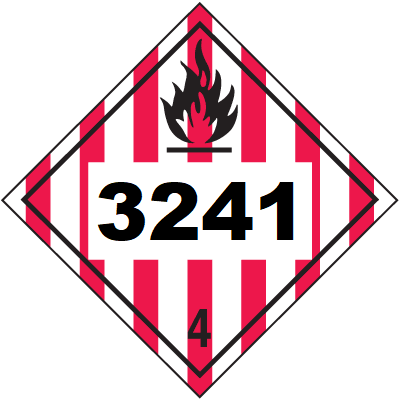 UN 3241 Hazmat Placard, Class 4, Vinyl