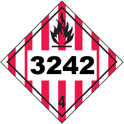 UN 3242 Hazmat Placard, Class 4, Tagboard