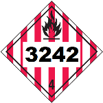 UN 3242 Hazmat Placard, Clas 4, Vinyl