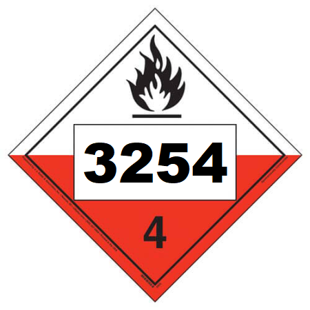 UN 3254 Hazmat Placard, Class 4.2, Tagboard