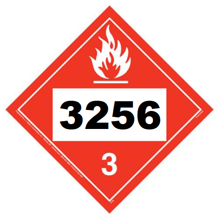 UN 3256 Flammable Liquid Placard, Tagboard