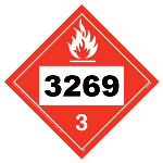 UN 3269 Hazmat Placard, Class 3, Tagboard