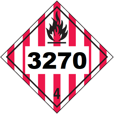 UN 3270 Hazmat Placard, Class 4, Tagboard