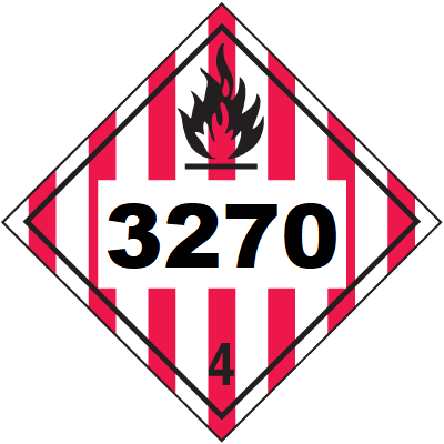 UN 3270 Hazmat Placard, Class 4, Vinyl