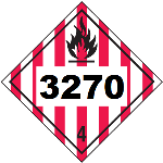 UN 3270 Hazmat Placard, Class 4, Tagboard