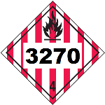 UN 3270 Hazmat Placard, Class 4, Vinyl