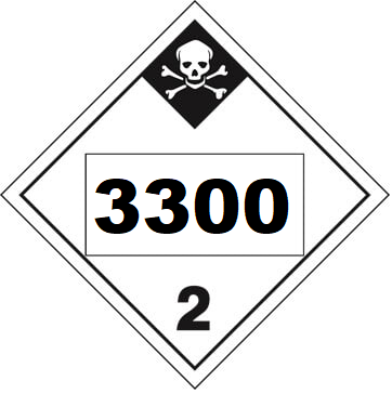 UN 3300 Hazmat Placard, Class 2.3, Tagboard