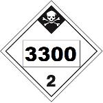 UN 3300 Hazmat Placard, Class 2.3, Tagboard