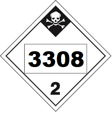 UN 3308 Hazmat Placard, Class 2.3, Tagboard