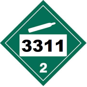 UN 3311 Hazmat Placard, Class 2.2, Tagboard