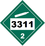 UN 3311 Hazmat Placard, Class 2.2, Tagboard
