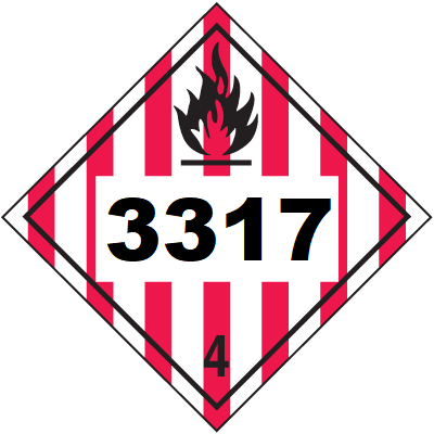 UN 3317 Hazmat Placard, Class 4, Vinyl