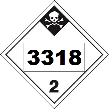 UN 3318 Hazmat Placard, Class 2.3, Tagboard