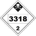 UN 3318 Hazmat Placard, Class 2.3, Tagboard
