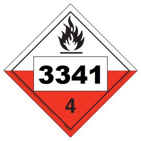 UN 3341 Hazmat Placard, Class 4.2, Tagboard