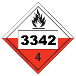 UN 3342 Hazmat Placard, Class 4.2, Vinyl