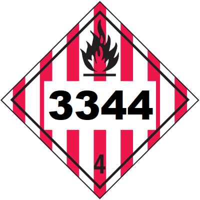 UN 3344 Hazmat Placard, Class 4, Tagboard