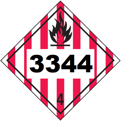 UN 3344 Hazmat Placard, Class 4, Vinyl