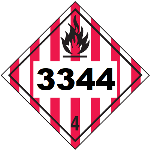UN 3344 Hazmat Placard, Class 4, Tagboard