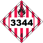 UN 3344 Hazmat Placard, Class 4, Vinyl