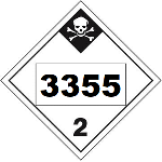 UN 3355 Hazmat Placard, Class 2.3, Tagboard