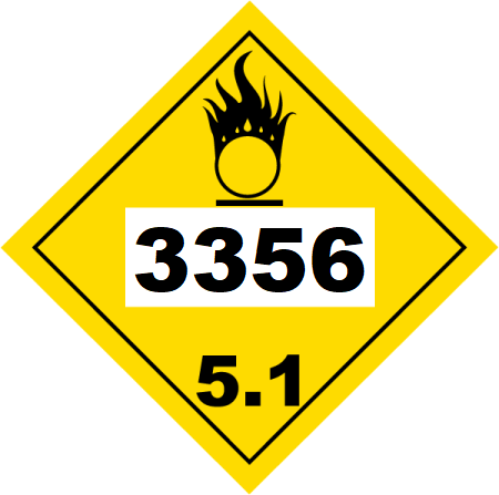 UN 3356 Hazmat Placard, Class 5.1, Vinyl