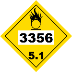 UN 3356 Hazmat Placard, Class 5.1, Vinyl