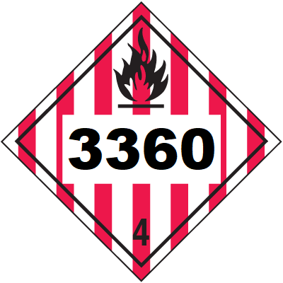 UN 3360 Hazmat Placard, Class 4, Tagboard
