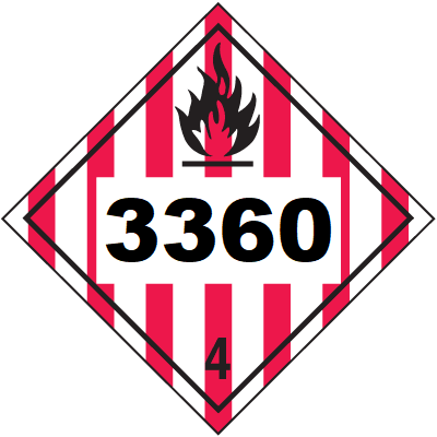 UN 3360 Hazmat Placard, Class 4, Vinyl