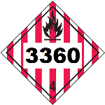 UN 3360 Hazmat Placard, Class 4, Tagboard