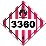 UN 3360 Hazmat Placard, Class 4, Vinyl