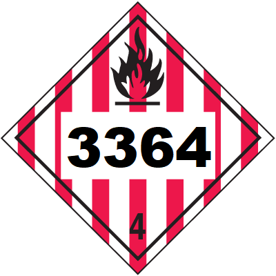 UN 3364 Hazmat Placard, Class 4, Tagboard