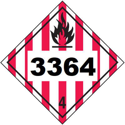 UN 3364 Hazmat Placard, Class 4, Vinyl