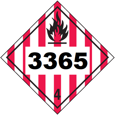 UN 3365 Hazmat Placard, Class 4, Tagboard