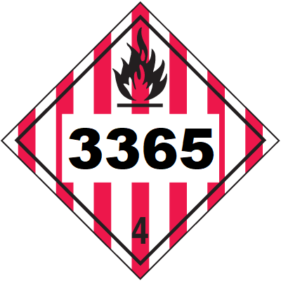 UN 3365 Hazmat Placard, Class 4, Vinyl