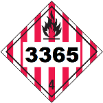 UN 3365 Hazmat Placard, Class 4, Vinyl