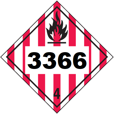 UN 3366 Hazmat Placard, Class 4, Vinyl