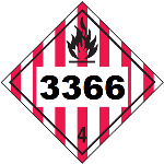 UN 3366 Hazmat Placard, Class 4, Vinyl