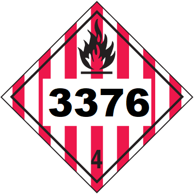 UN 3376 Hazmat Placard, Class 4, Vinyl