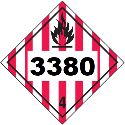 UN 3380 Hazmat Placard, Class 4, Tagboard