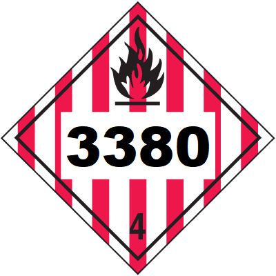 UN 3380 Hazmat Placard, Class 4, Vinyl