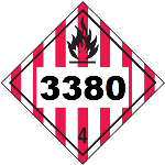 UN 3380 Hazmat Placard, Class 4, Vinyl