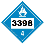 UN 3398 Hazmat Placard, Clas 4.3, Vinyl