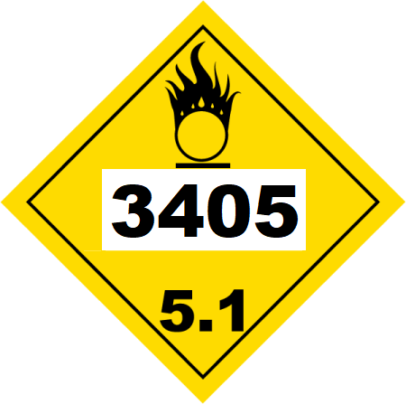 UN 3405 Hazmat Placard, Class 5.1, Vinyl