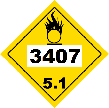 UN 3407 hazmat Placard, Class 5.1, Vinyl