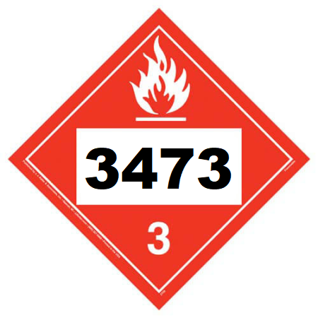 UN 3473 Hazmat Placard, Class 3, Vinyl