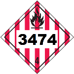 UN 3474 Hazmat Placard, Class 4, Tagboard