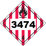 UN 3474 Hazmat Placard, Class 4, Vinyl