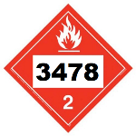 UN 3478 Hazmat Placard, Vinyl