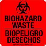 Biohazard Waste Bilingual Label